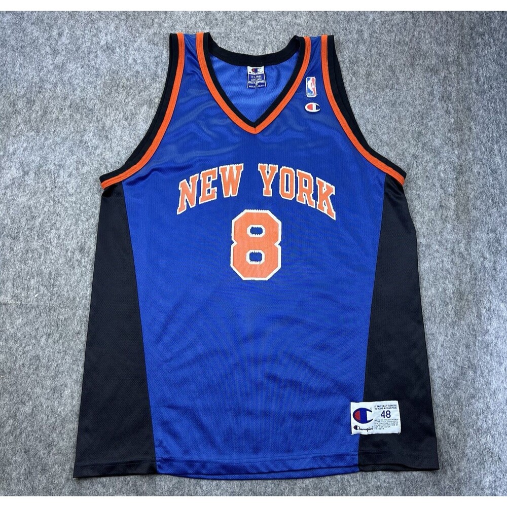 Vtg Champion Men's New York Knicks Basketball Jersey NBA #8 Blank Blue Sz XL/48